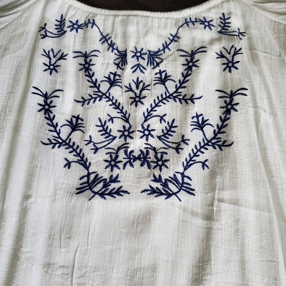 S/P Dress off the shoulder w/adjustable straps, White/Navy. - Picture 2 of 5